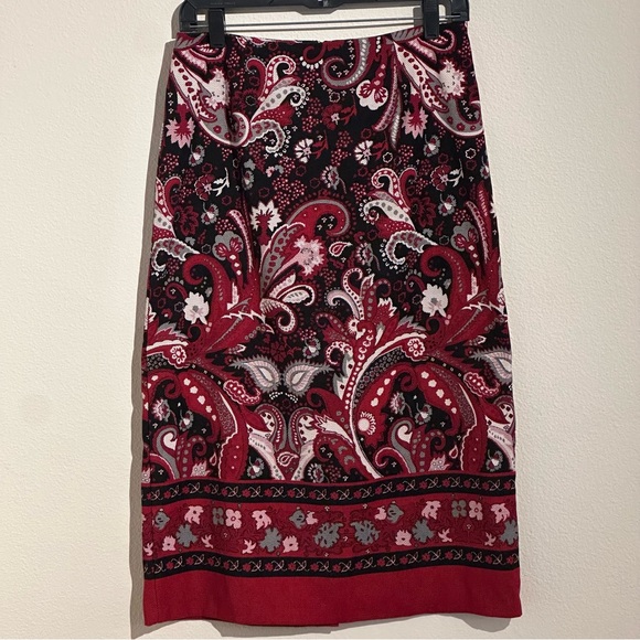Christopher & Banks Red and Black Embellished Pencil Skirt - Picture 1 of 6